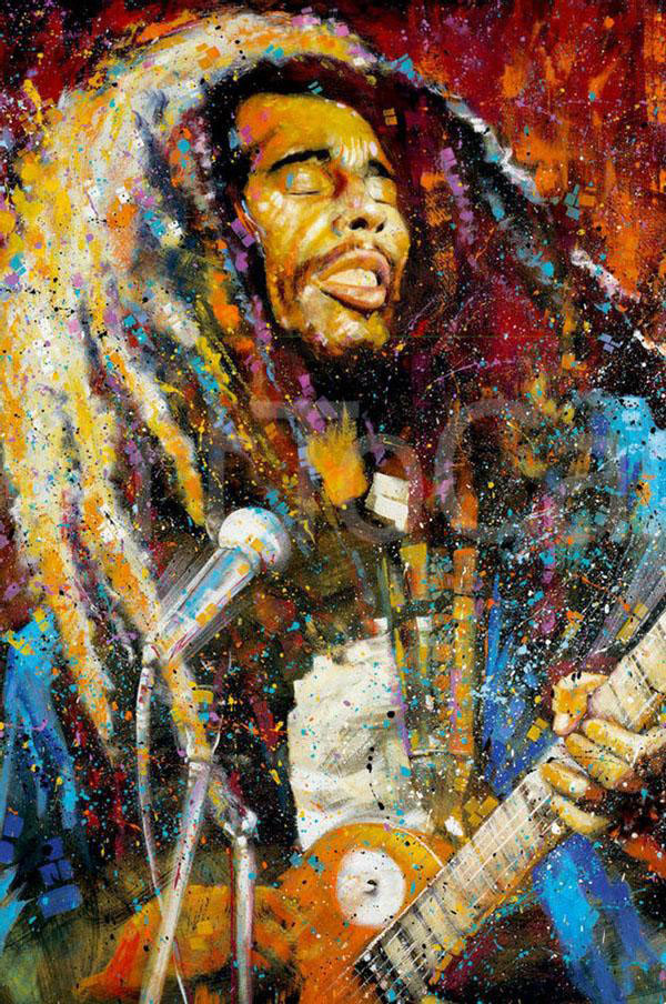 Iconic Bob Marley with Mic Poster