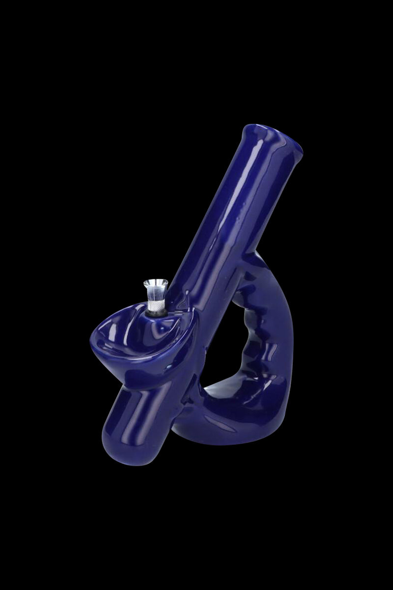 Gorgeous Grip Handle Ceramic Bong with Built-In Tray