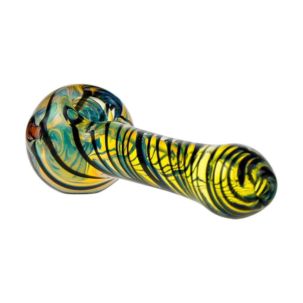 G-Spot Black and White Striped Hurricane Bowl Glass Spoon Pipe - A Stunning Smoking Companion