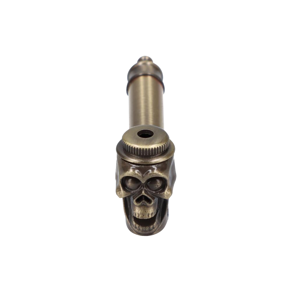 Stunning Metal Hand Pipe Featuring a Detailed Skull Head