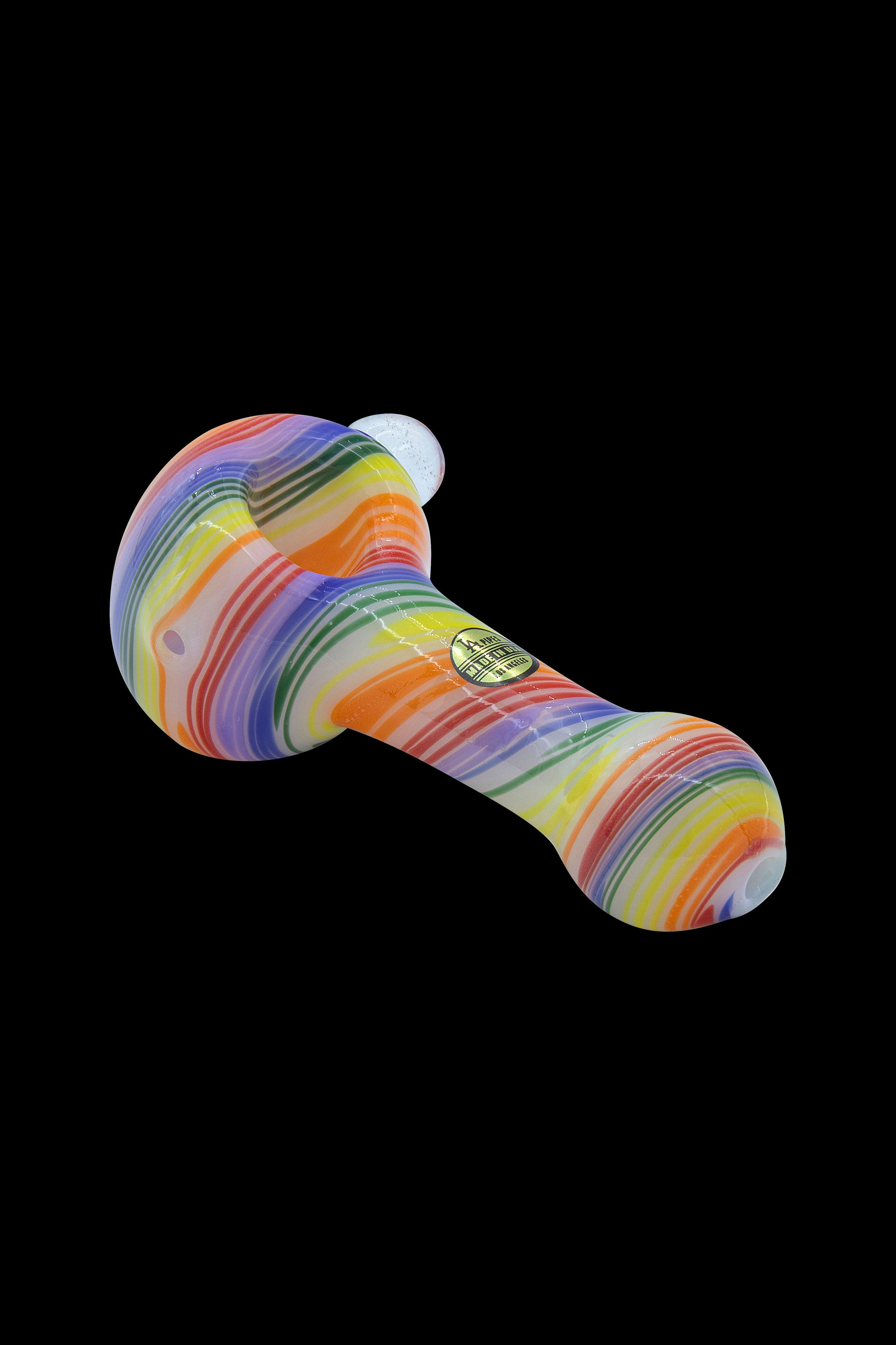 LA Pipes Stunning Rainbow Spirals White Glass Pipe