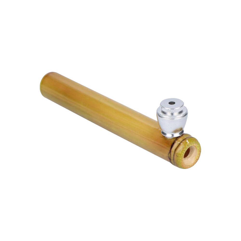 Elegant Bamboo Steamroller Pipe with Capped Herb Bowl