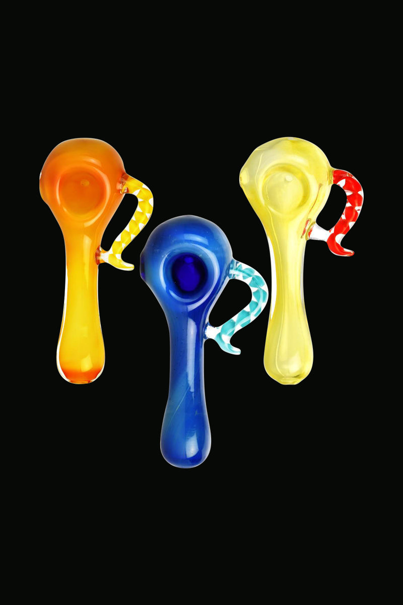 Stunning Fumed Hand Pipe with Spiral Horn Handle