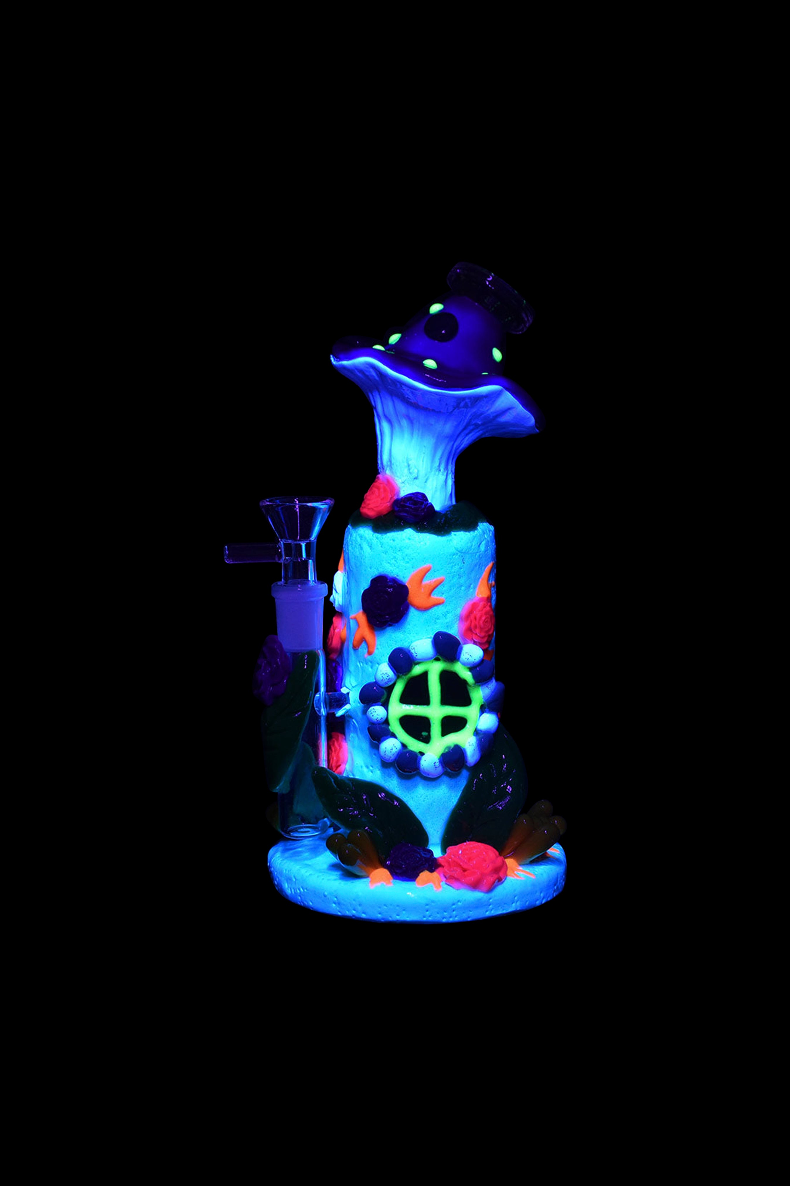 Magical Flower And Shroom Cottage Glow Water Pipe - A Must-Have!