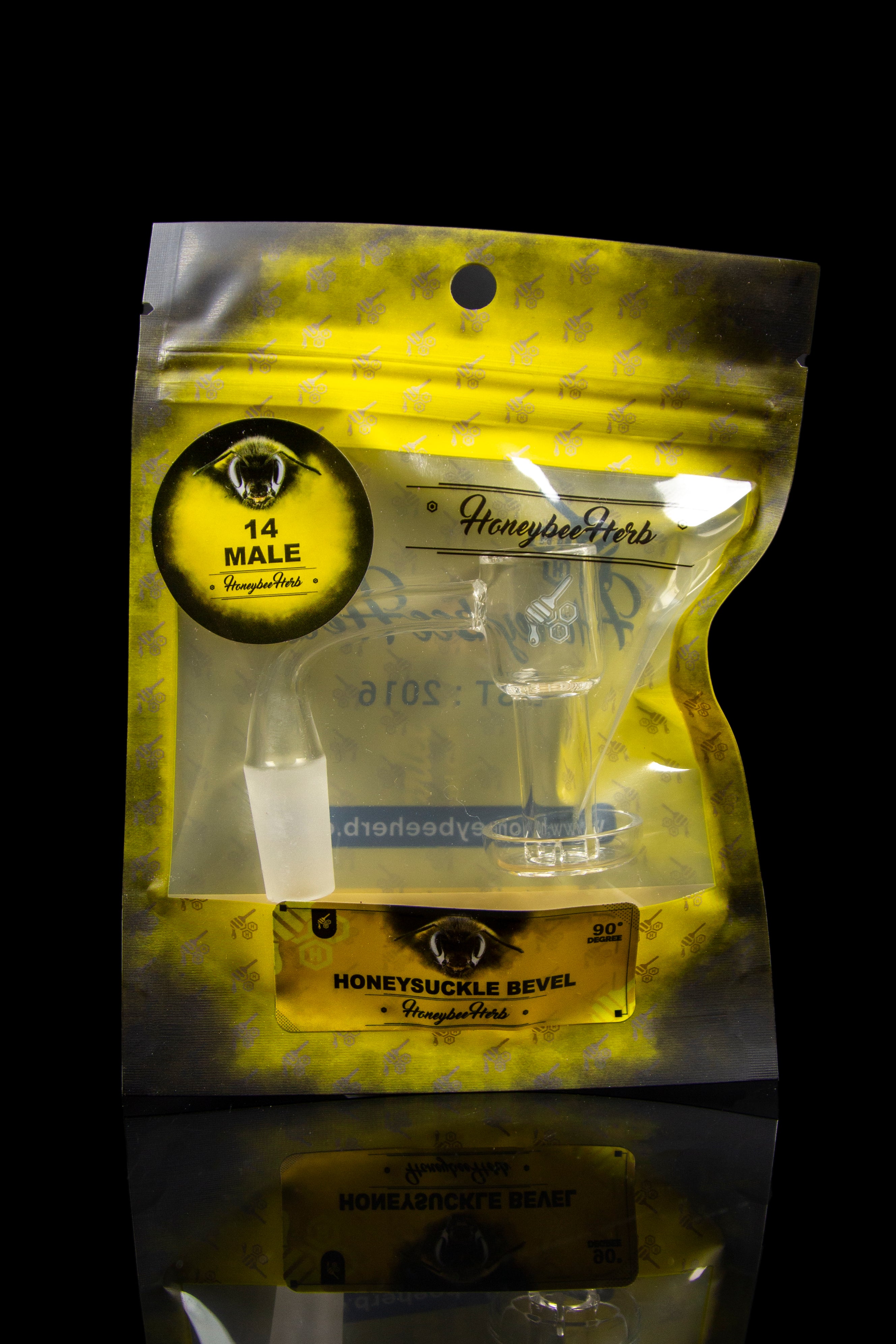 Honeybee Herb's Stunning Honeysuckle Bevel Quartz Banger - Yellow Line