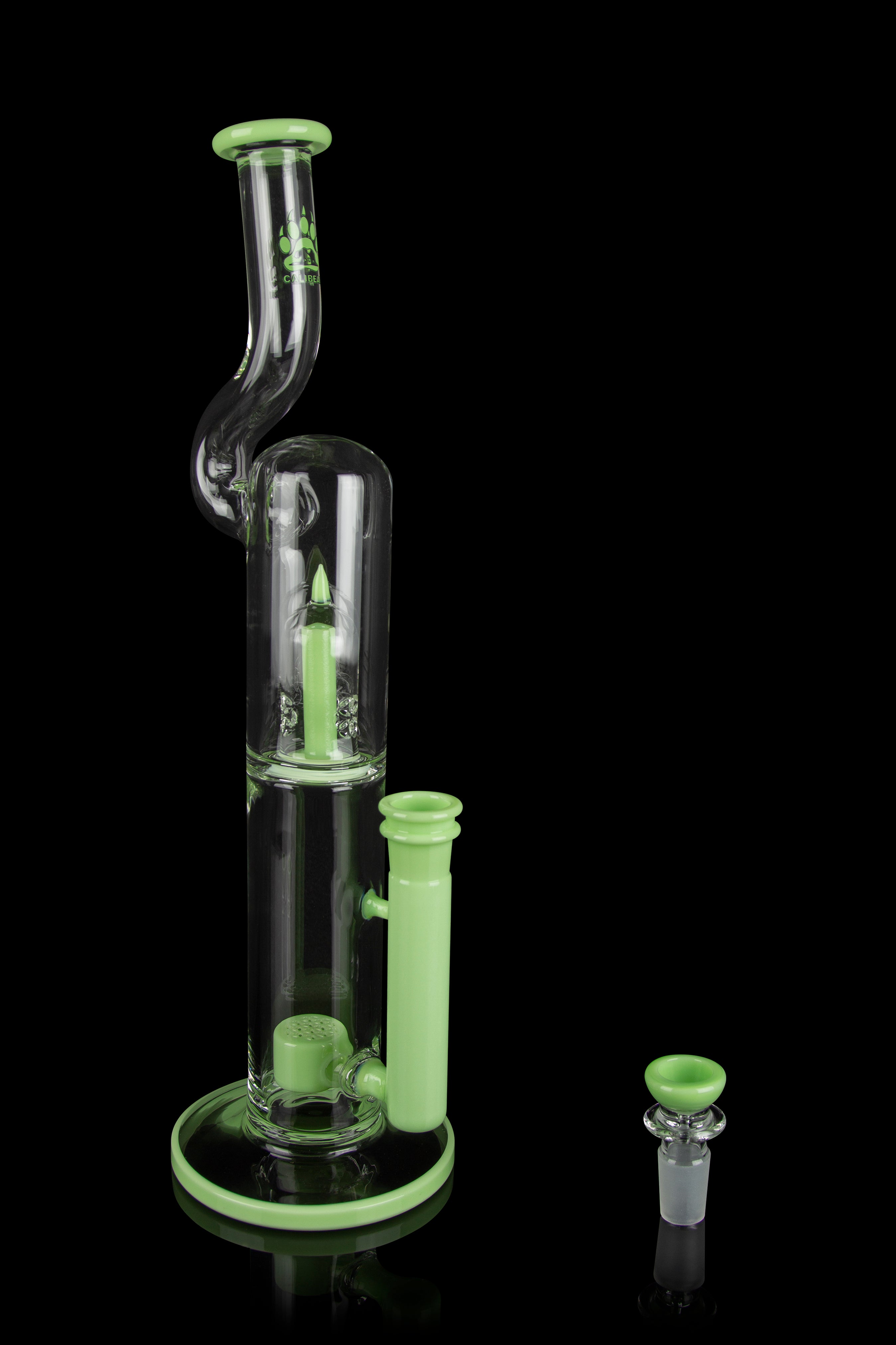 Calibear Pagoda Perc Showerhead Bong with Splashguard Bent Neck - Elevate Your Smoking Experience!