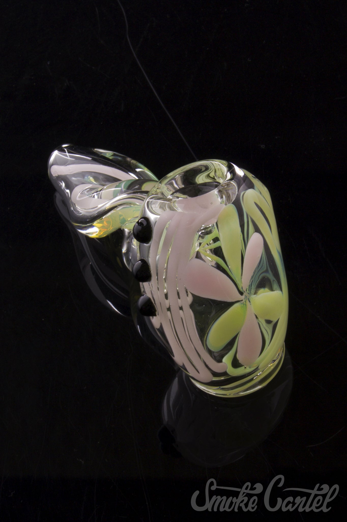 Stunning Green Slyme & Bubble Gum Inside-Out Pipe with Black Marbles