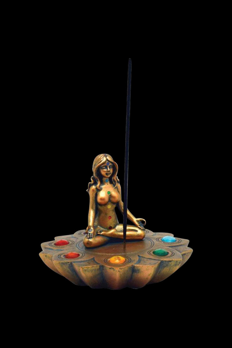 Enchanting Bronze Chakra Stones Incense Burner