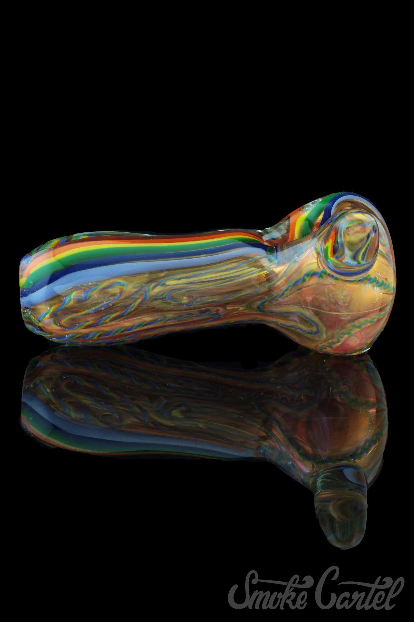 Stunning Heavy Cane Worked Rainbow Spoon - Rainbow Mega Pipe