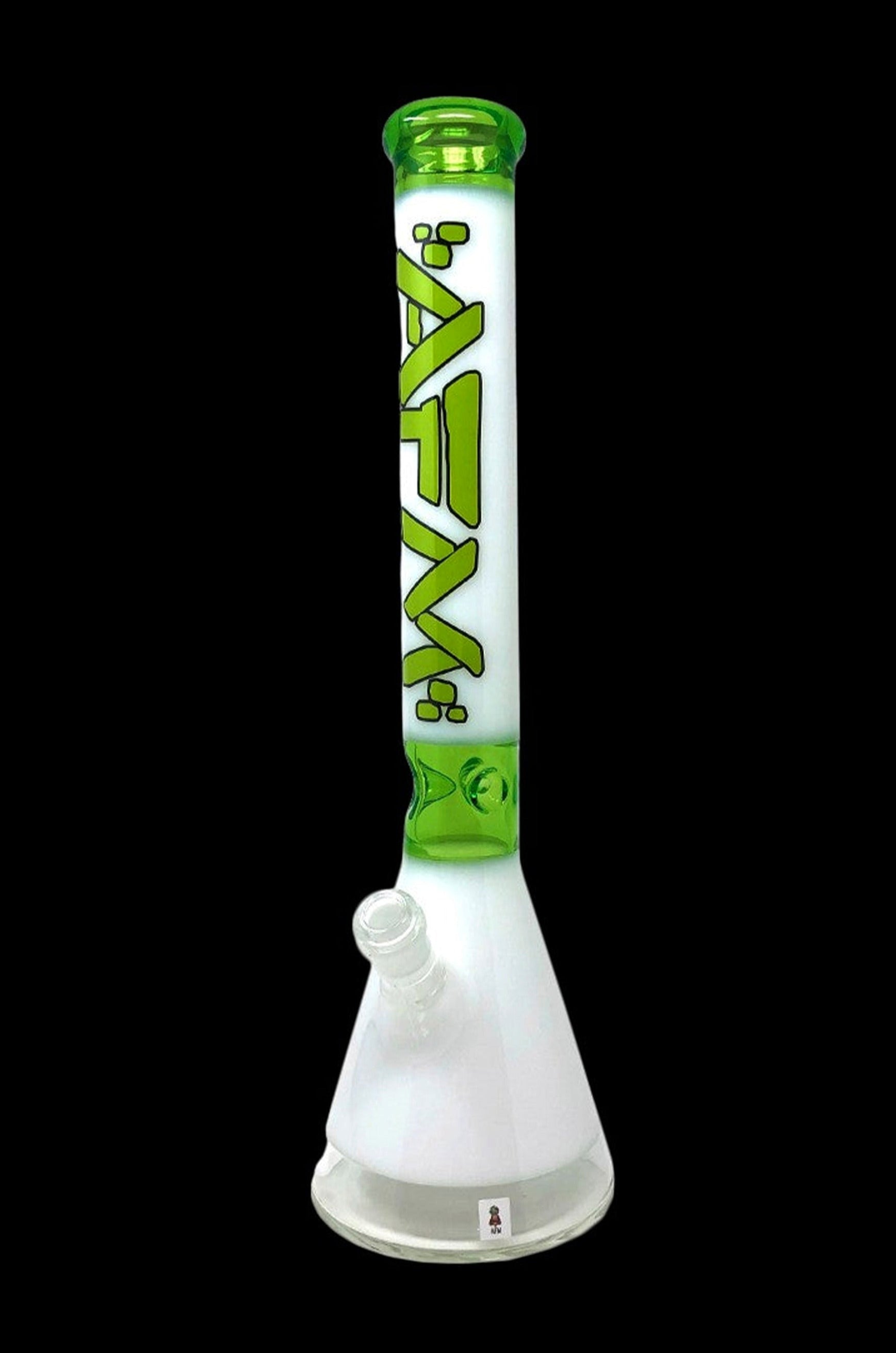 AFM Glass The Pulsar Beaker Bong 18 - Stunning Clear Bottom Lime/White