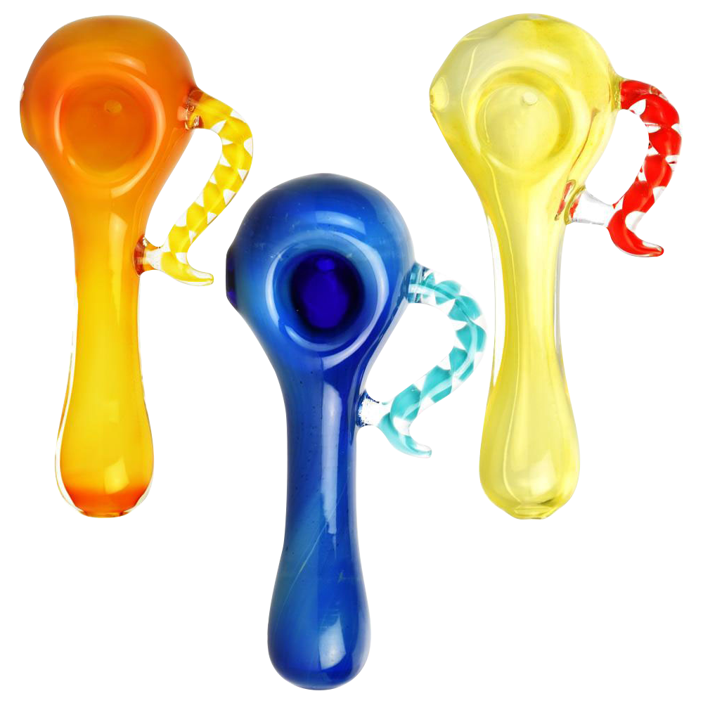 Stunning Fumed Hand Pipe with Spiral Horn Handle