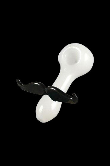 Funky Mustache Glass Spoon Pipe - A Hilarious Smoking Companion