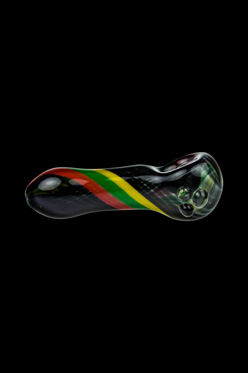 G-Spot Black Rasta Stripes Glass Spoon Pipe - Premium Smoking Delight