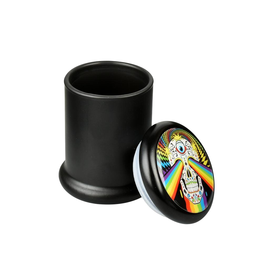 Bulk 6-Pack Black Glass Psychedelic Design Stash Jars - Secure Your Herbs Now!
