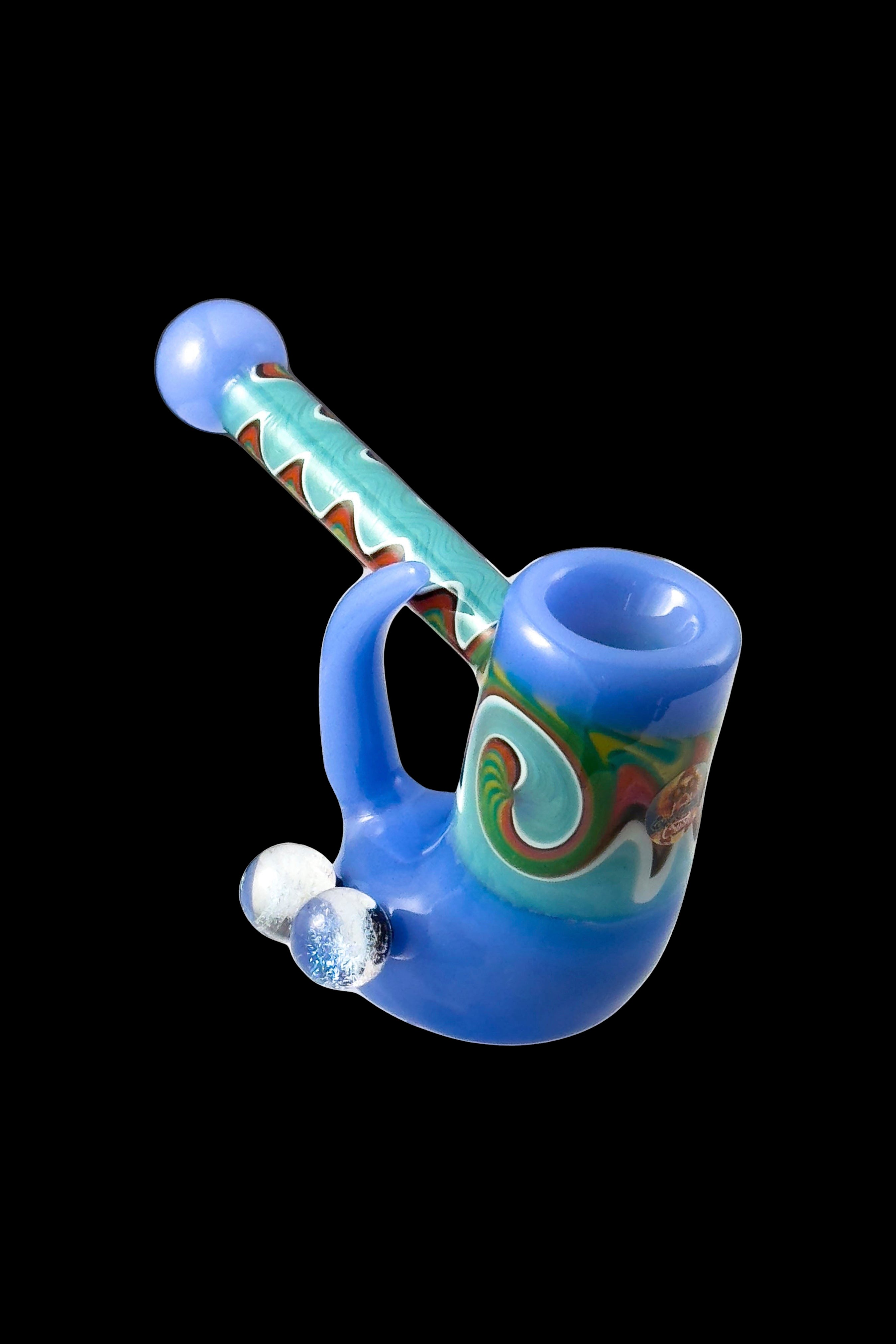 Crush Fang Bubbler Pipe with Dual Galaxy Marbles - A Stunning Smoking Artifact