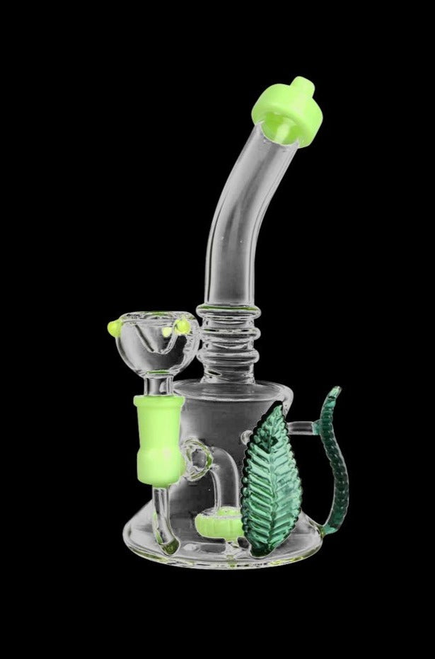 Stunning Glass Leaf Handle Water Pipe Bong