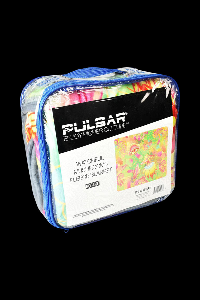 Pulsar's Enchanting Watchful Mushrooms Fleece Throw Blanket