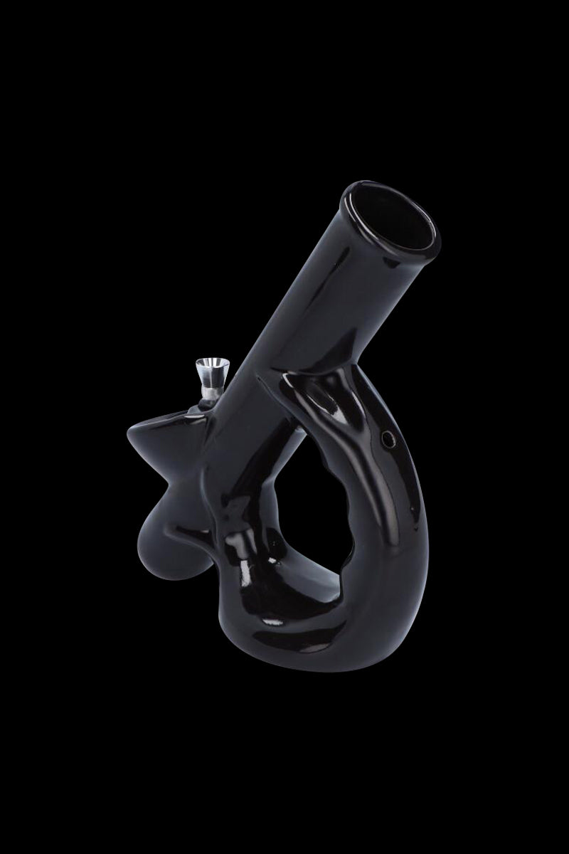Gorgeous Grip Handle Ceramic Bong with Built-In Tray