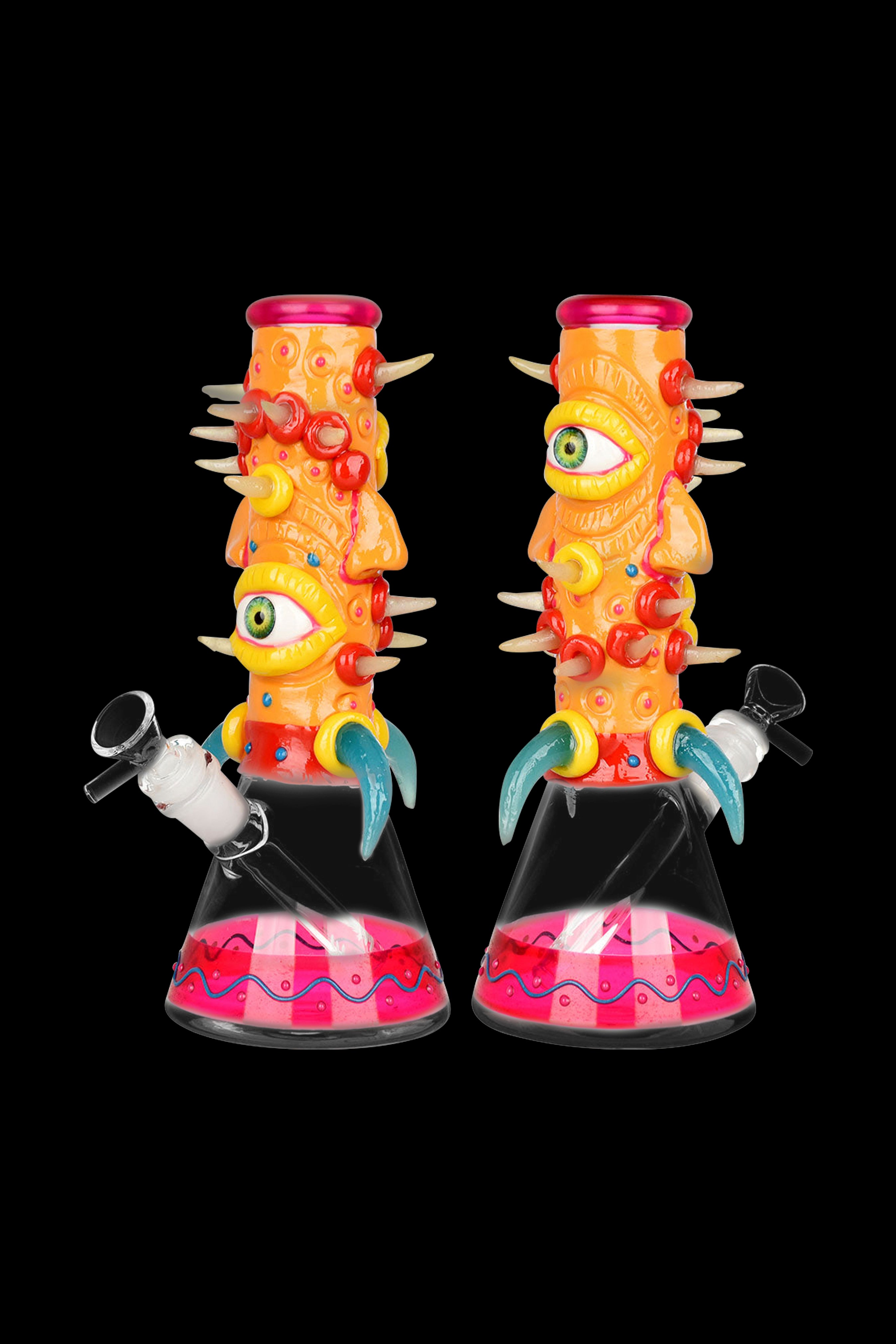 Stunning Horned Cyclops 3D Painted Beaker Water Pipe