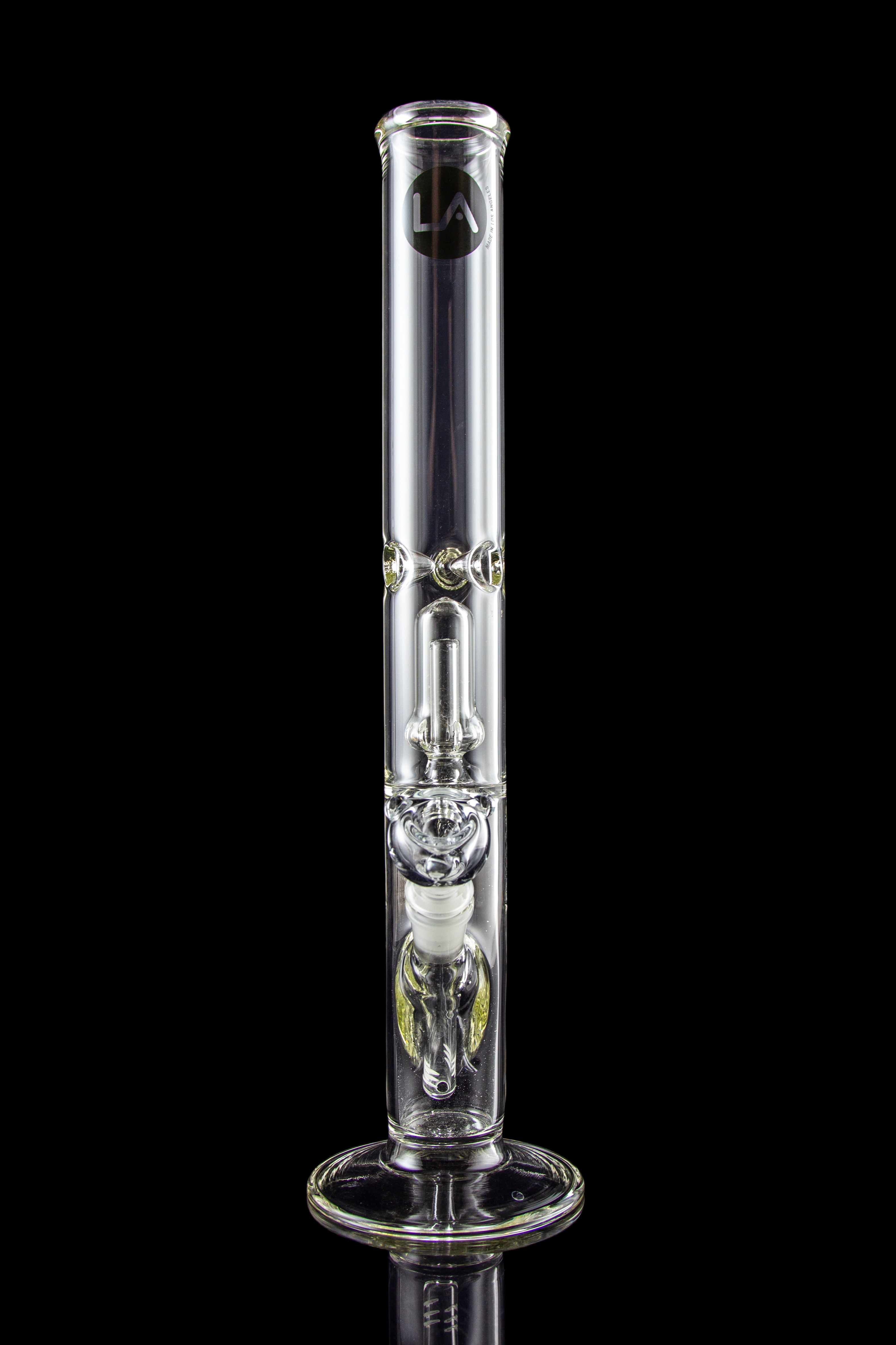 LA Pipes Thick Glass Straight Tube Bong with Showerhead Perc - Multiple Perc Options!