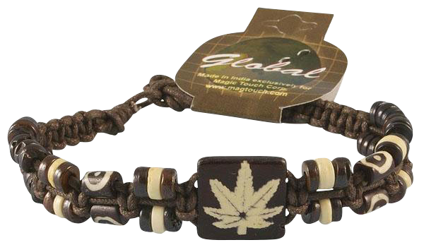 Stunning Beaded Hemp Bracelet with Exquisite Hemp Leaf Pendant