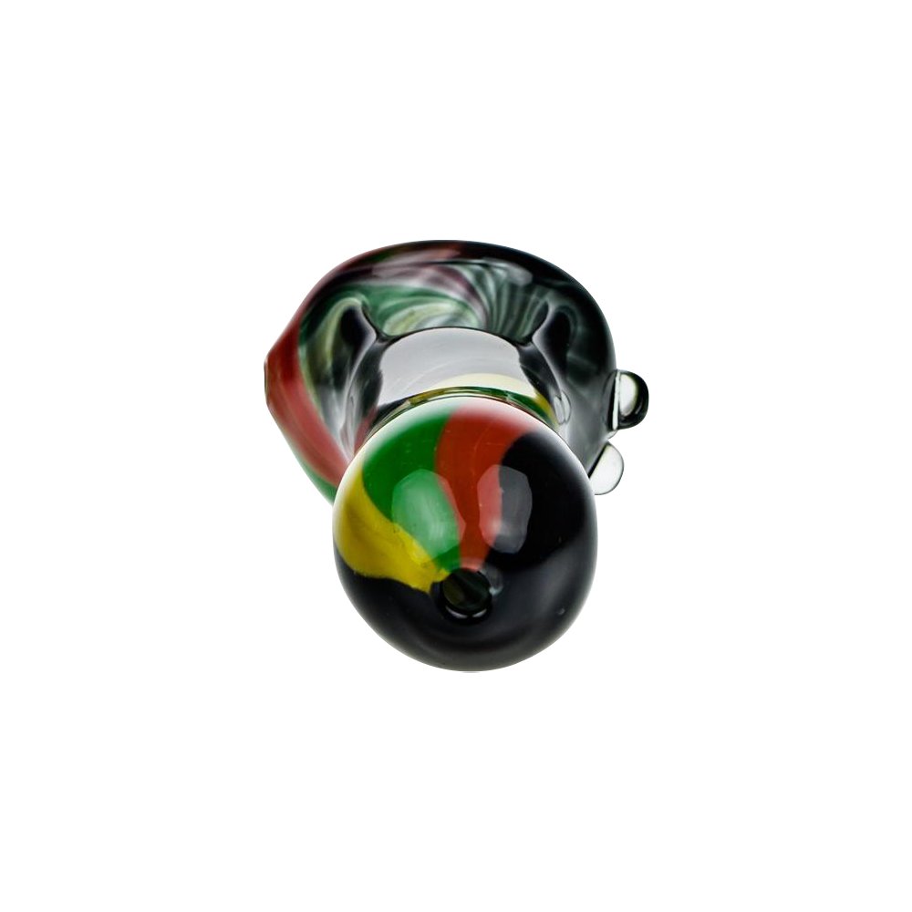 G-Spot Black Rasta Stripes Glass Spoon Pipe - Premium Smoking Delight