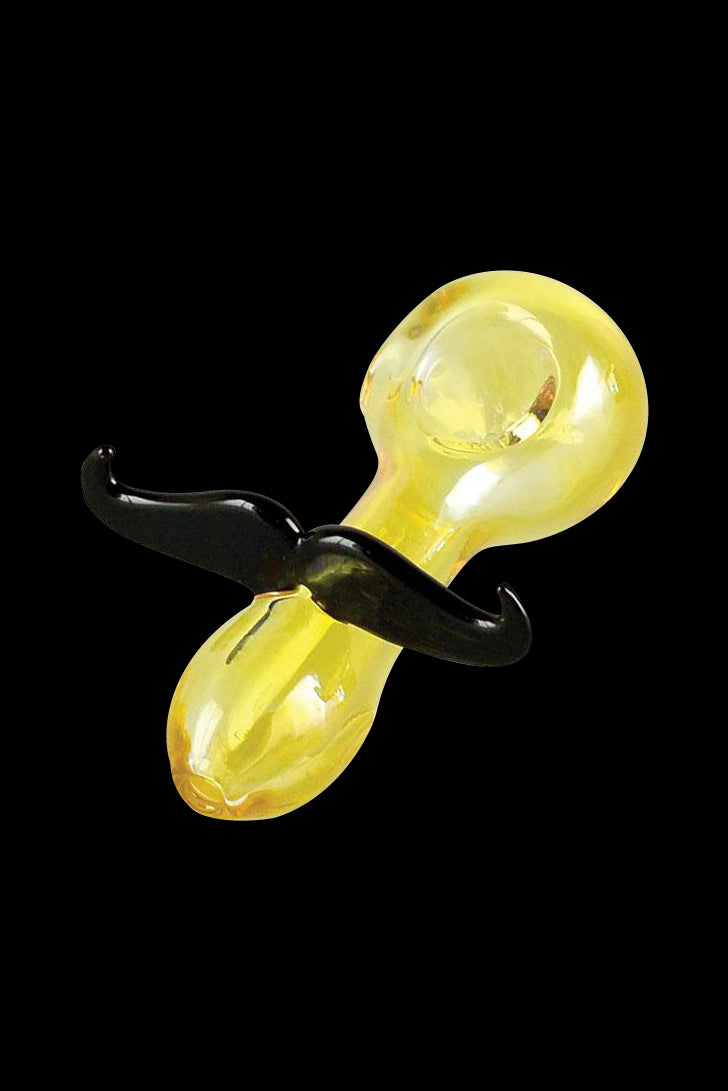 Funky Mustache Glass Spoon Pipe - A Hilarious Smoking Companion
