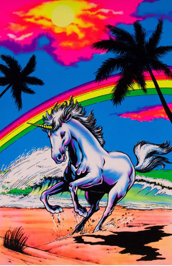 Enchanting Galloping Unicorn Blacklight Poster