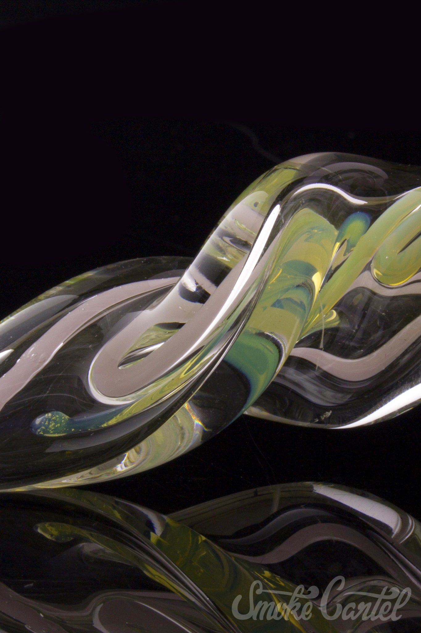 Stunning Green Slyme & Bubble Gum Inside-Out Pipe with Black Marbles