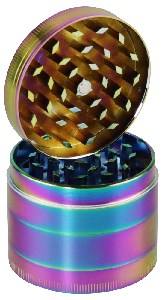 Stunning 2.5-Inch Anodized Zinc Chameleon 4-Piece Herb Grinder