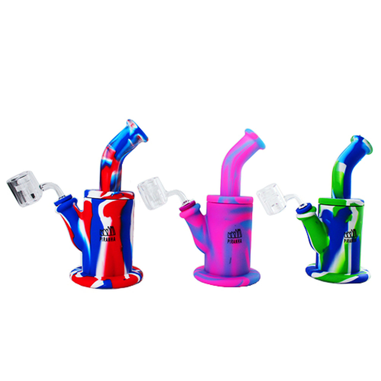 Piranha 9-Inch Silicone Fat Can Dab Rig - Surprise Assorted Colors