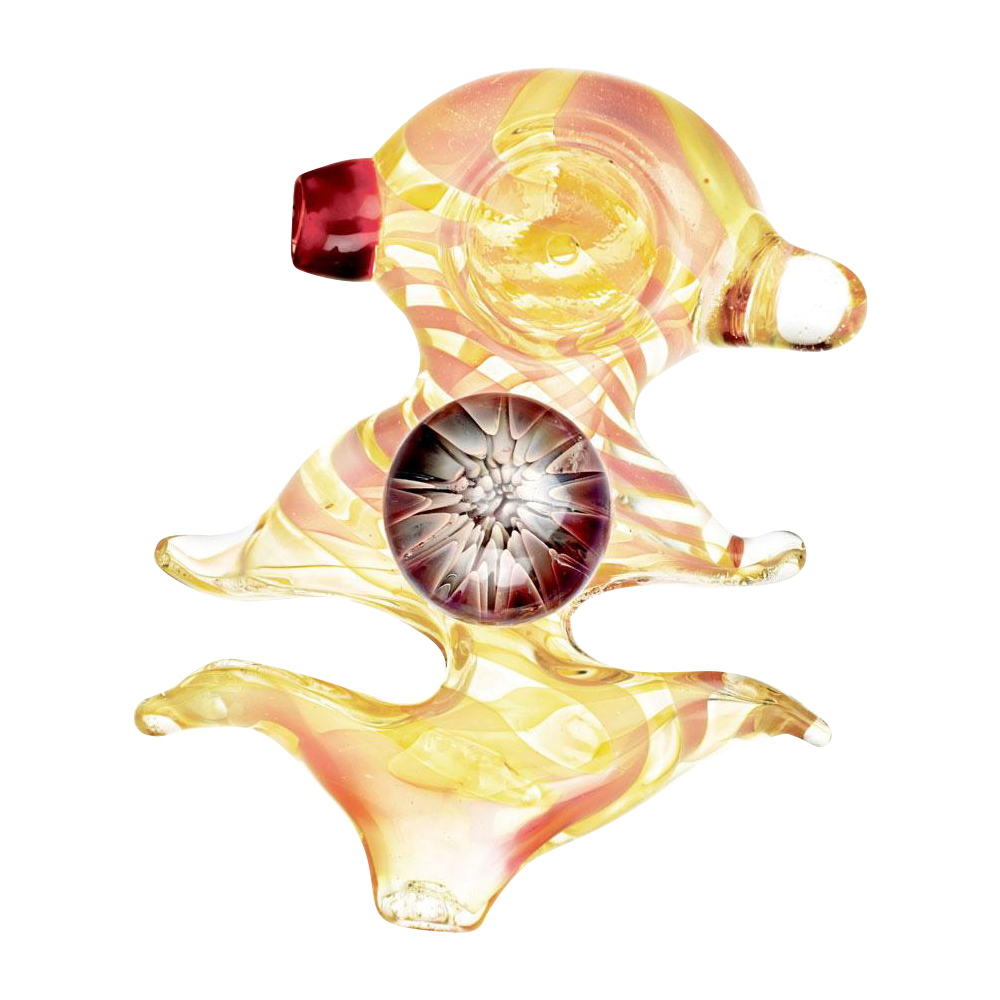 Stunning Fumed Pastel Swirl Amoeba Spoon Pipe with Ornamental Flower