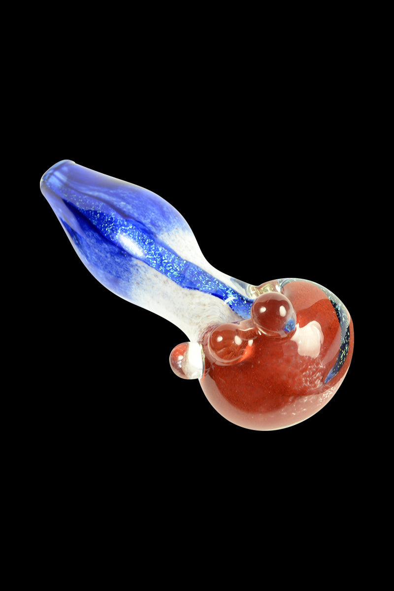 LA Pipes USA Inside-Out Spoon Pipe with Dichroic and Frit - A Patriotic Delight