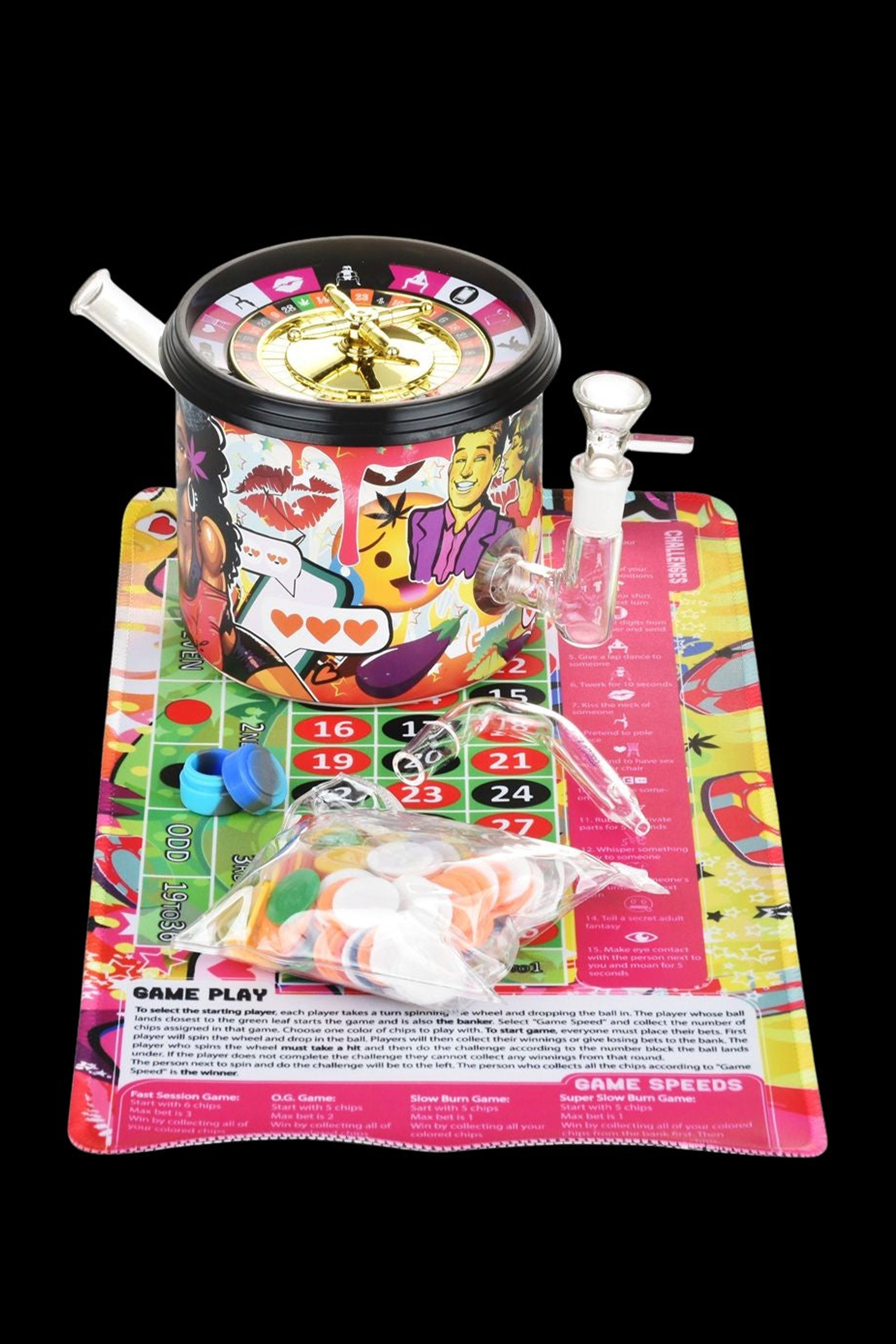 Thrilling Dabtized Puff'N'Play Roulette Game Glass Water Pipe