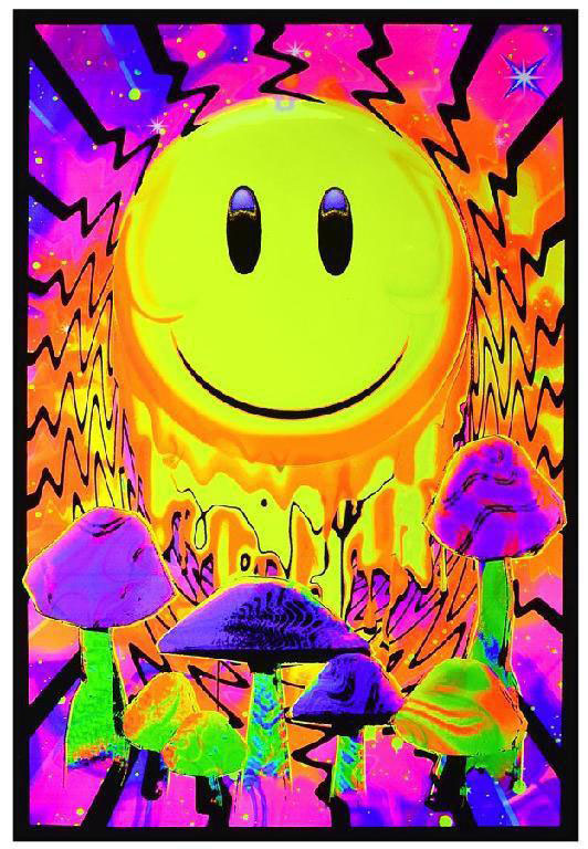 Have A Nice Trip Psychedelic Smiley Face Blacklight Poster