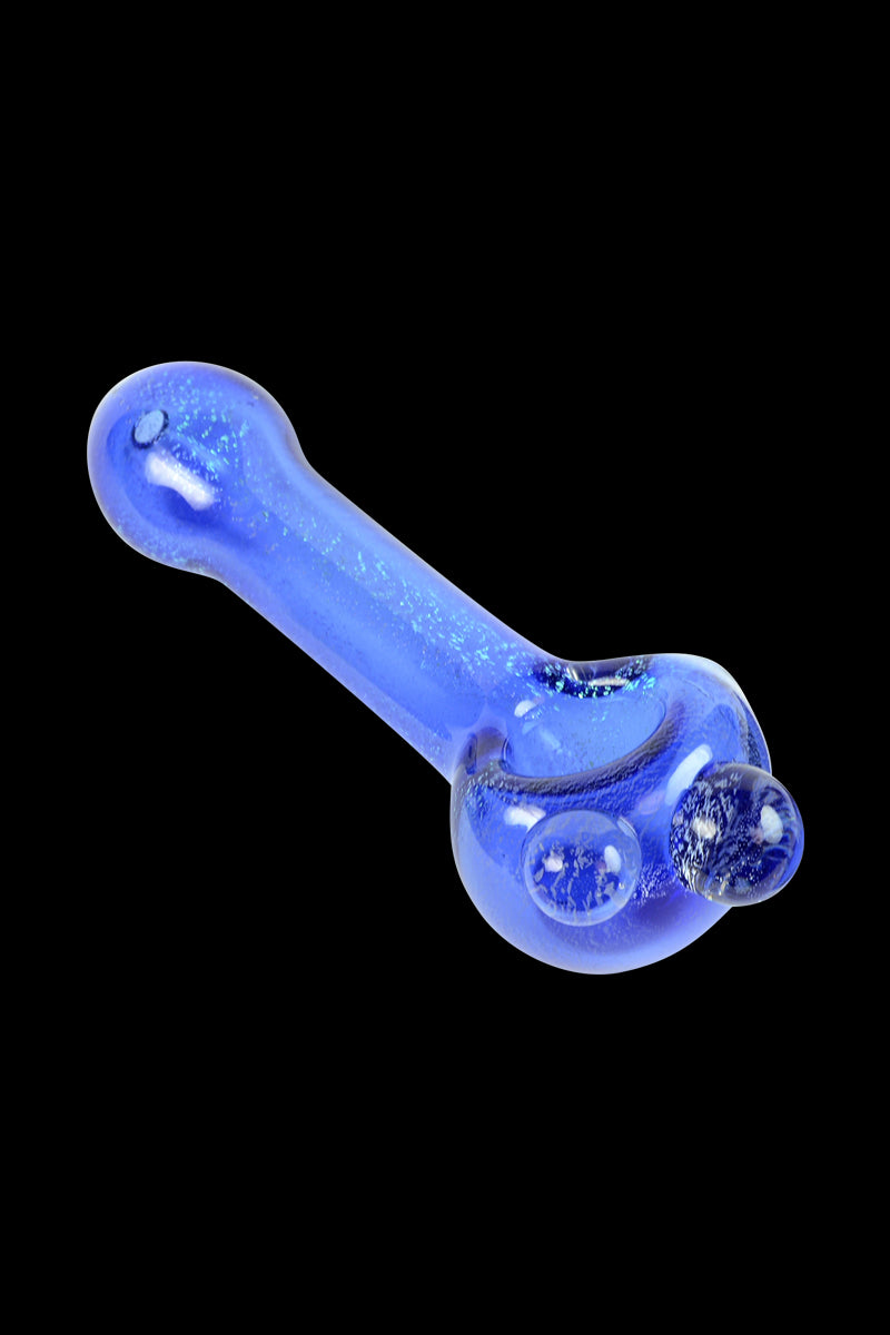 Glassheads Blue Dichro Spoon Pipe with Clear Marbles - A Stunning Smoking Essential