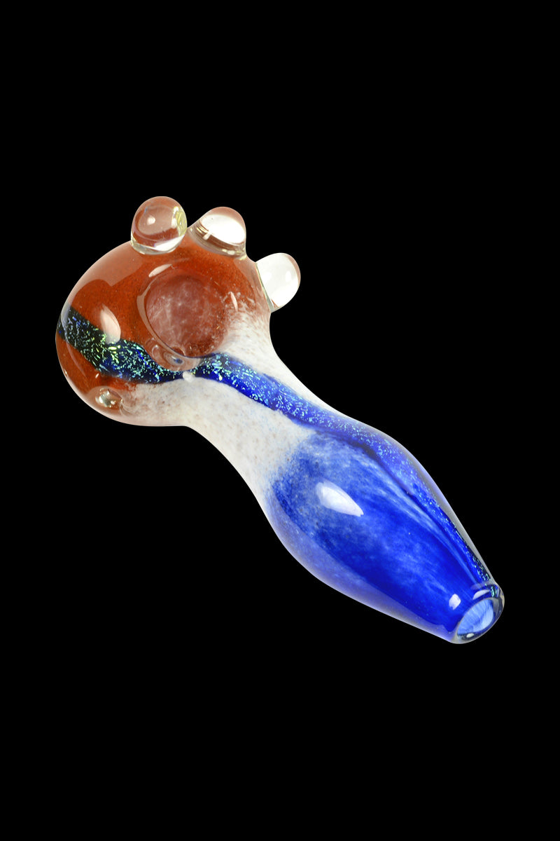 LA Pipes USA Inside-Out Spoon Pipe with Dichroic and Frit - A Patriotic Delight