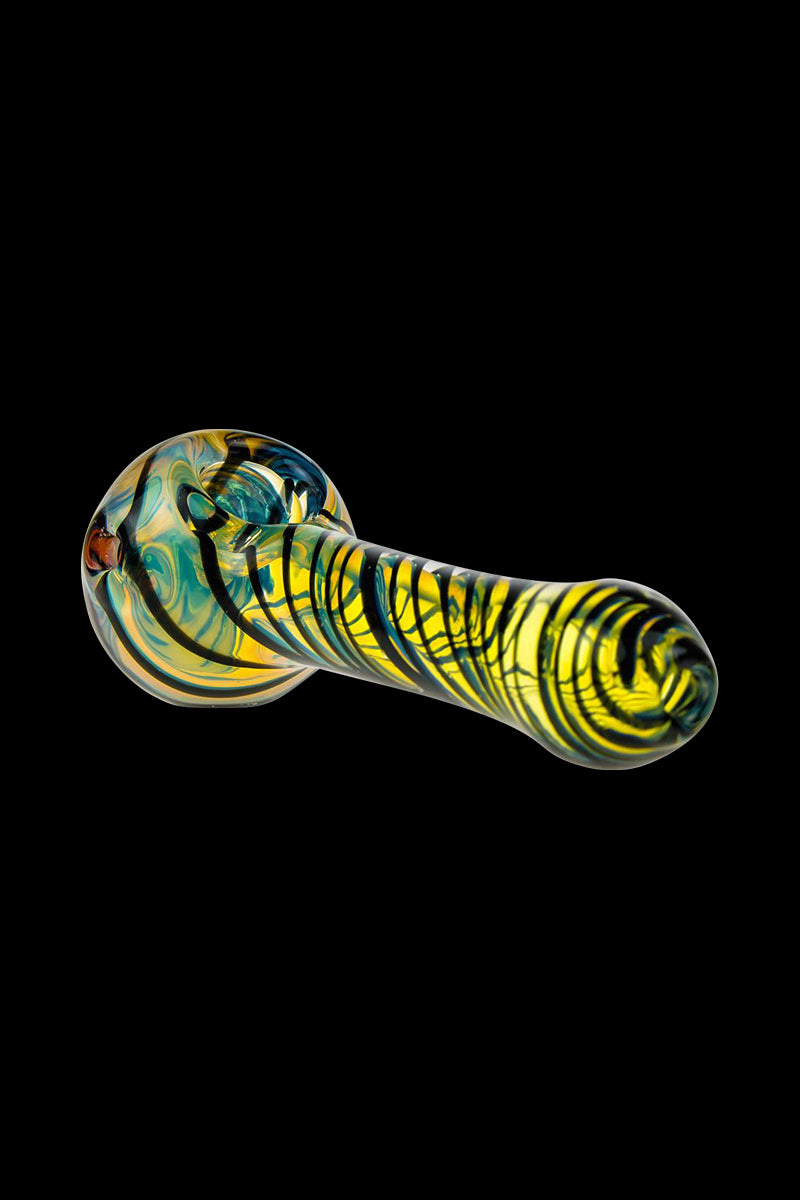 G-Spot Black and White Striped Hurricane Bowl Glass Spoon Pipe - A Stunning Smoking Companion