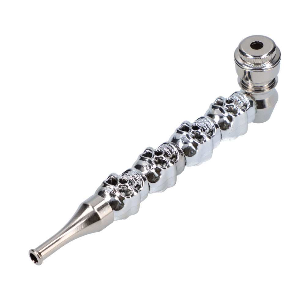 Cool Metal Hand Pipe with Stunning Skull Stem