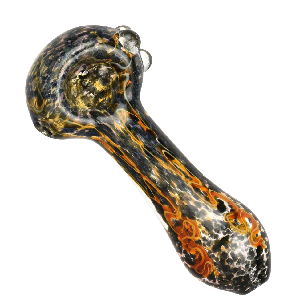 Colorful Fritted Squiggle Glass Spoon Pipe - Handmade for Ultimate Smoking Experience