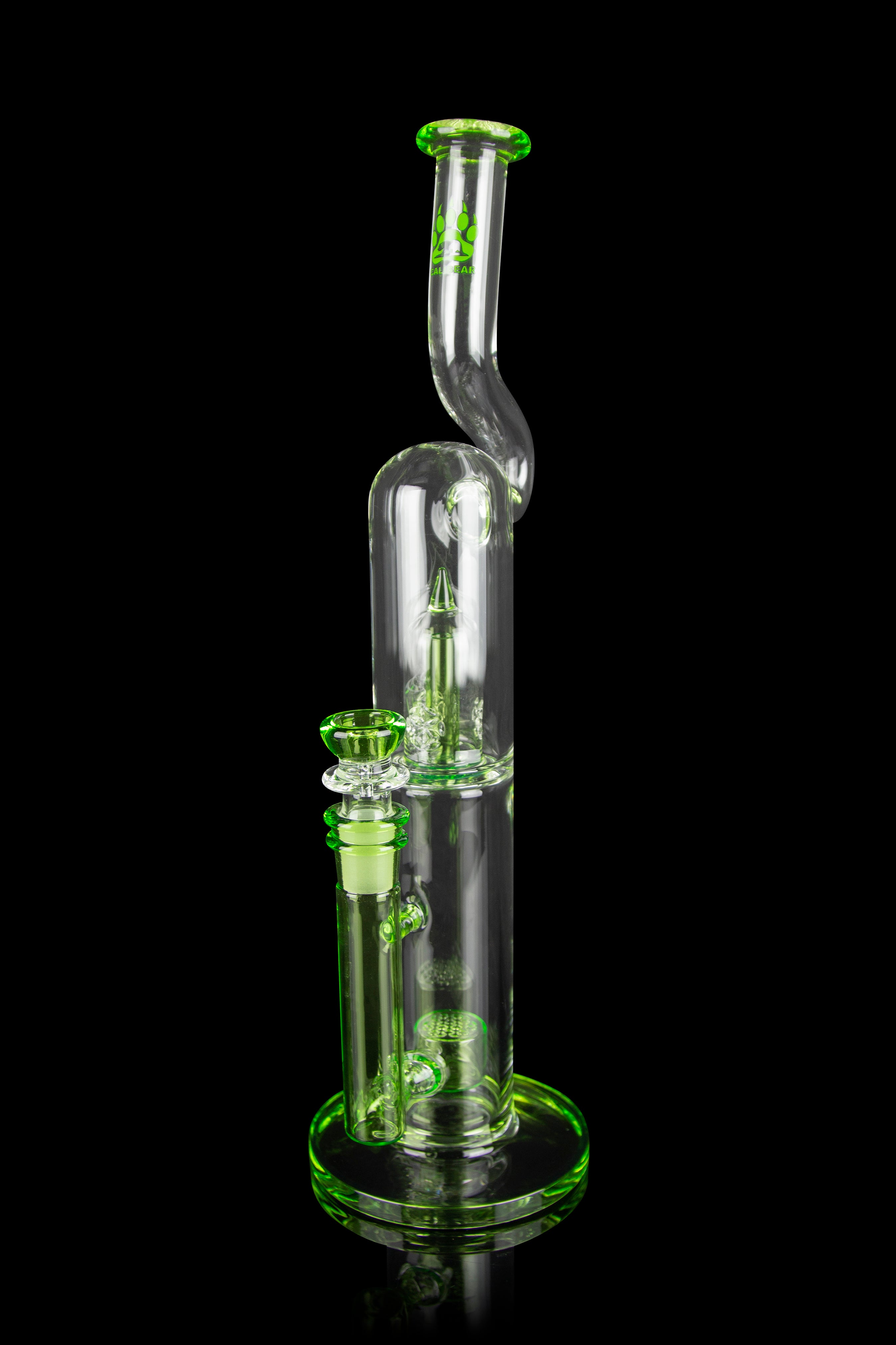 Calibear Pagoda Perc Showerhead Bong with Splashguard Bent Neck - Elevate Your Smoking Experience!