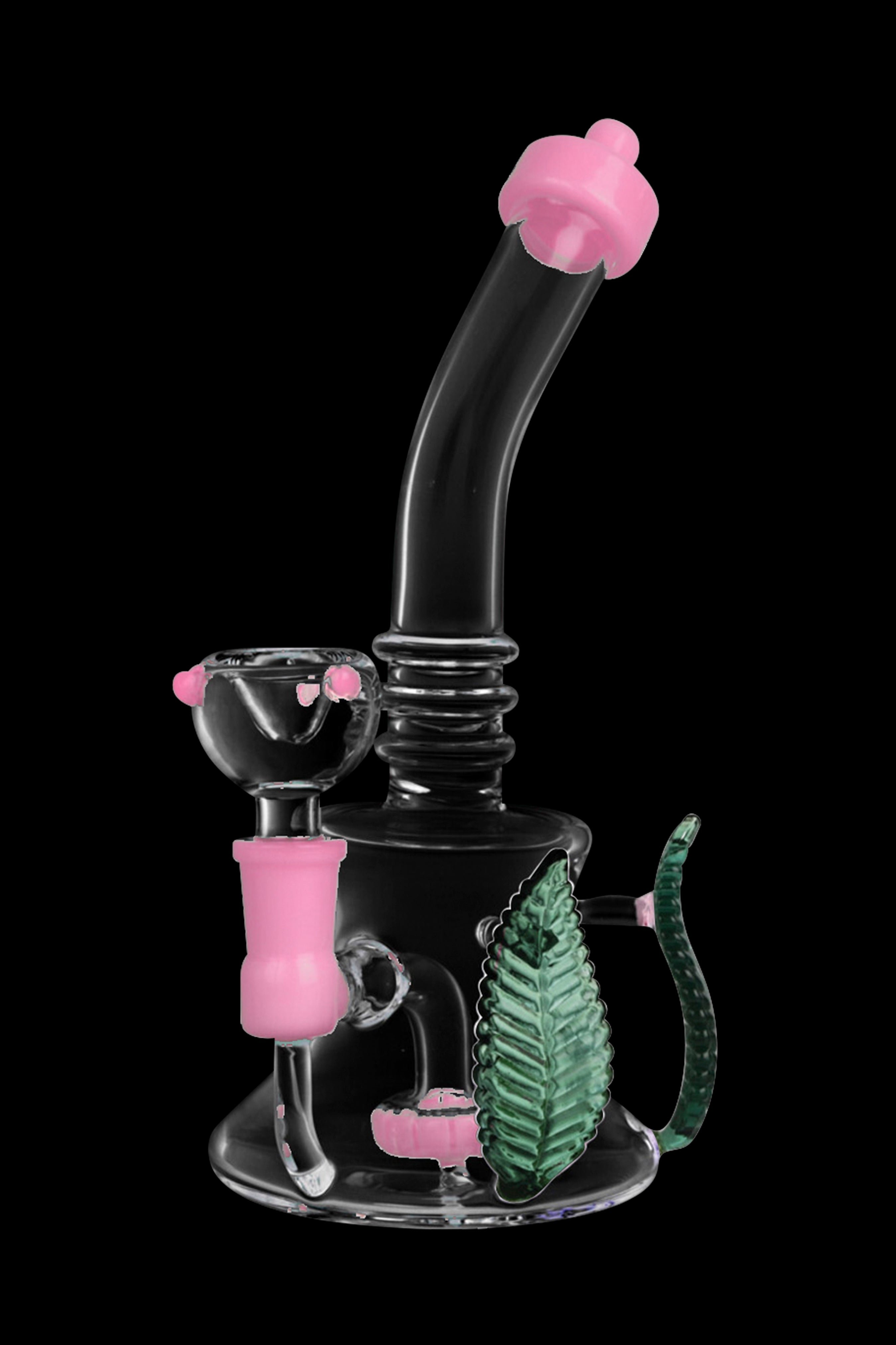 Stunning Glass Leaf Handle Water Pipe Bong