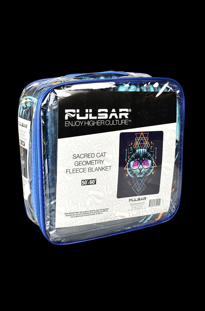 Pulsar Fleece Throw Blanket - Enchanting Sacred Cat Geometry