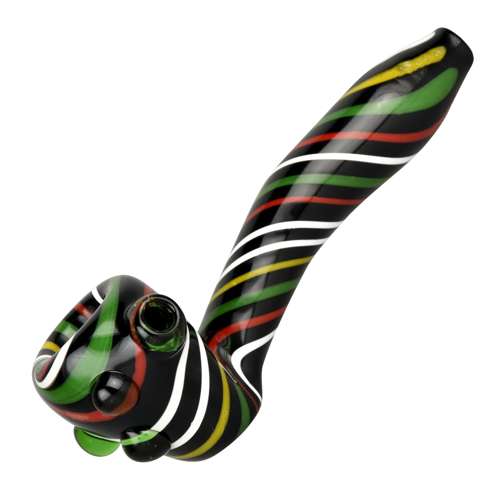 Stylish Black Rasta Candy Cane Swirl Hand Pipe