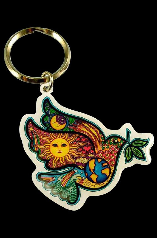 Enchanting Peace Dove Metal Keychain