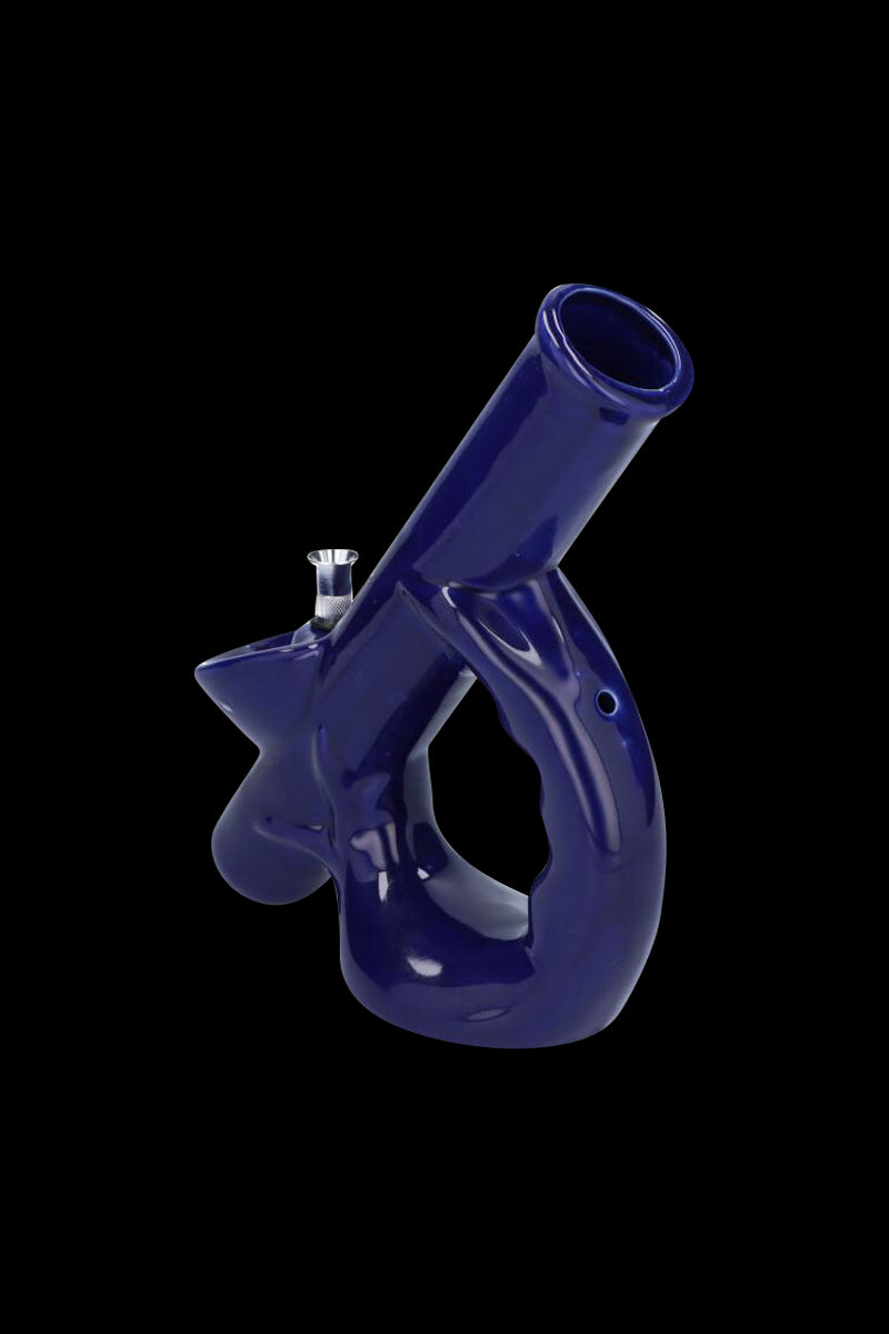 Gorgeous Grip Handle Ceramic Bong with Built-In Tray