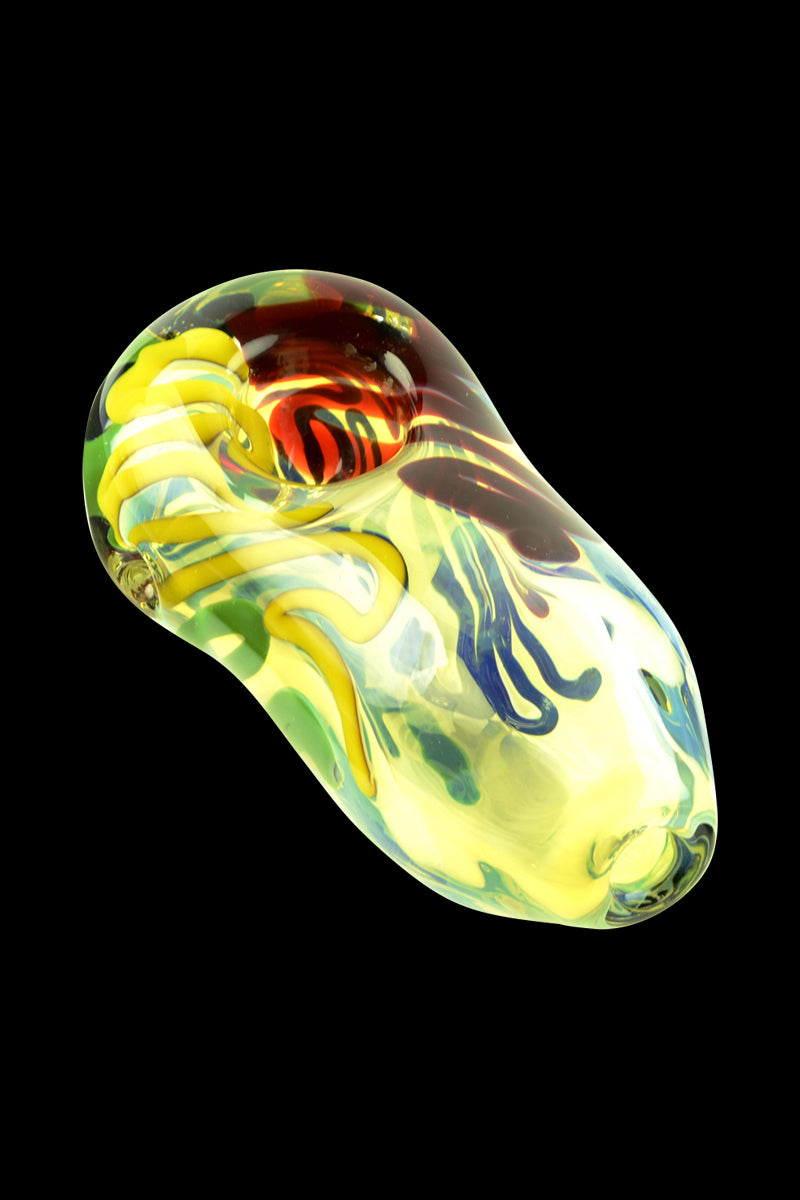 Glassheads Fumed Egg Spoon Pipe with Rasta Strings - A Stylish Smoking Essential