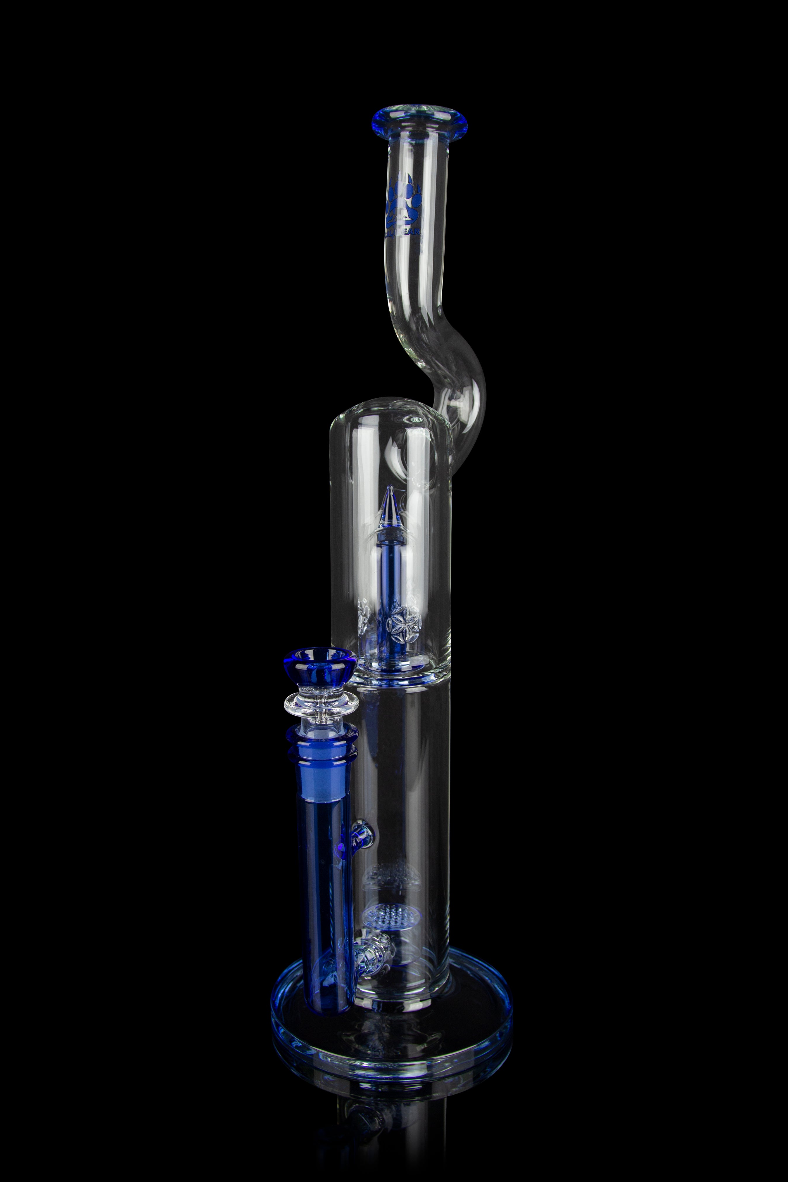 Calibear Pagoda Perc Showerhead Bong with Splashguard Bent Neck - Elevate Your Smoking Experience!