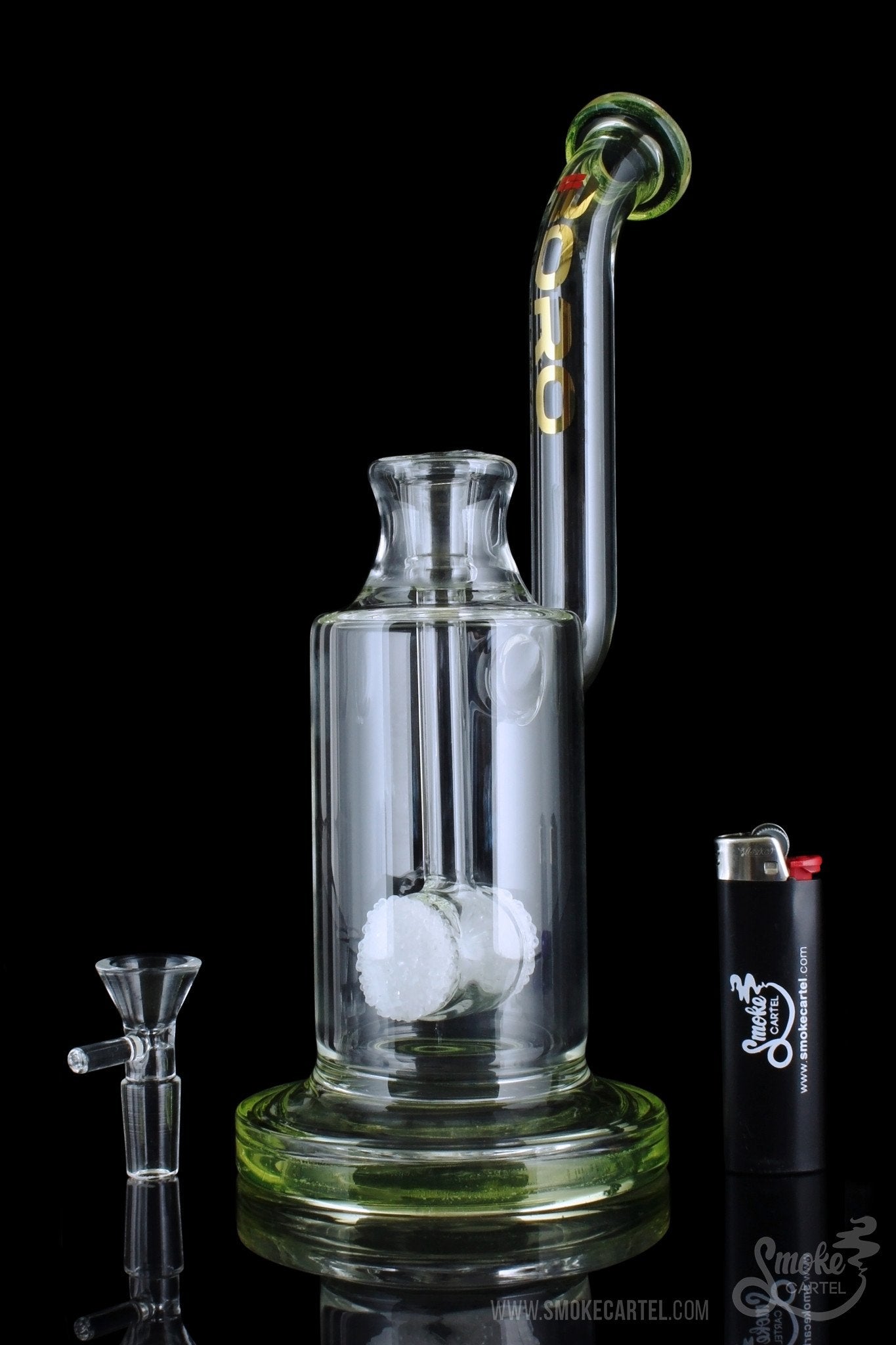 BoroTech Glass Rok Bubbler: Suspended Frit Drum Perc Magic