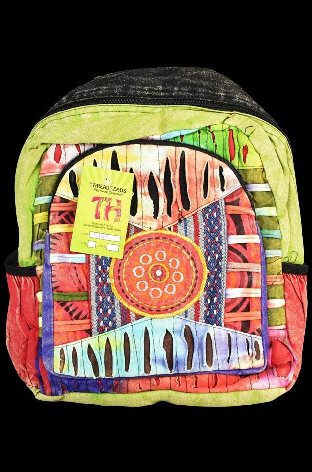 ThreadHeads Colorful Embroidered Multi-Pocket Backpack
